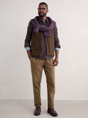 Seasalt Cornwall Brown Mens Oliver Half Placket Shirt - Image 3 of 5