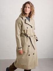Seasalt Cornwall Natural Penweathers Waterproof Trench 100% Cotton Coat - Image 3 of 5