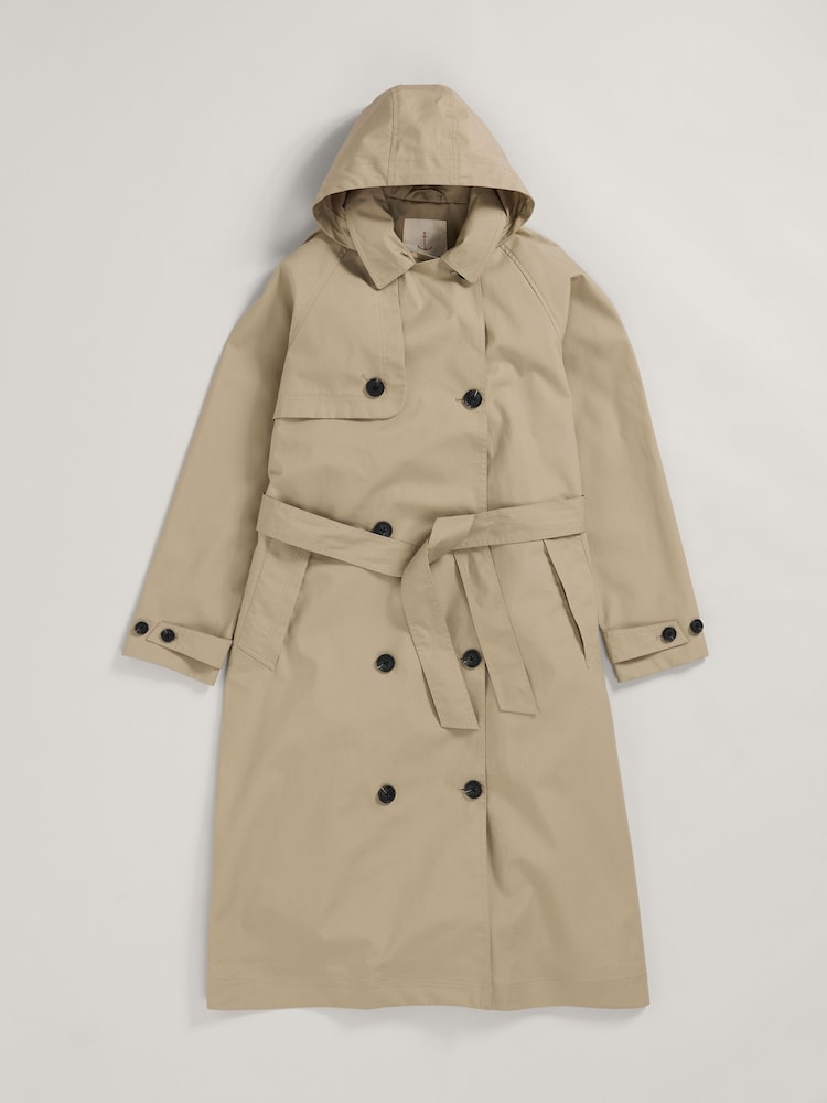 Seasalt Cornwall Natural Penweathers Waterproof Trench 100% Cotton Coat - Image 4 of 5