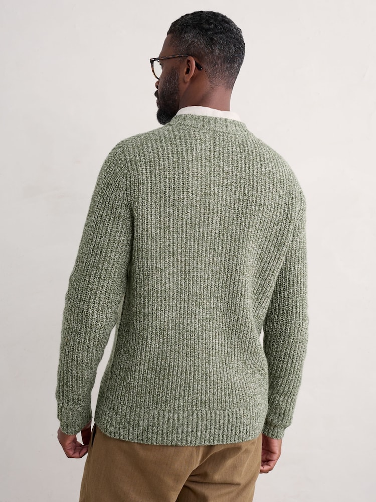 Seasalt Cornwall Green Mens Wheelwright Ribbed Lambswool Blend Jumper - Image 2 of 5 Seasalt Cornwall Green Mens Wheelwright Ribbed Lambswool Blend Jumper - Image 2 of 5
