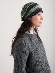 Seasalt Cornwall Green Bramble Jelly Fair Isle Beret Hat - Image 3 of 5