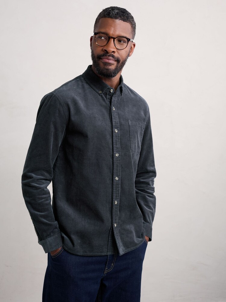 Seasalt Cornwall Blue Mens Cannis Cord Shirt - Image 1 of 5