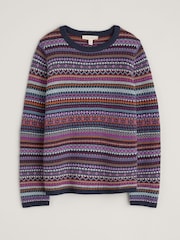 Seasalt Cornwall Purple Percella Cove Fair Isle Jumper - Image 4 of 5
