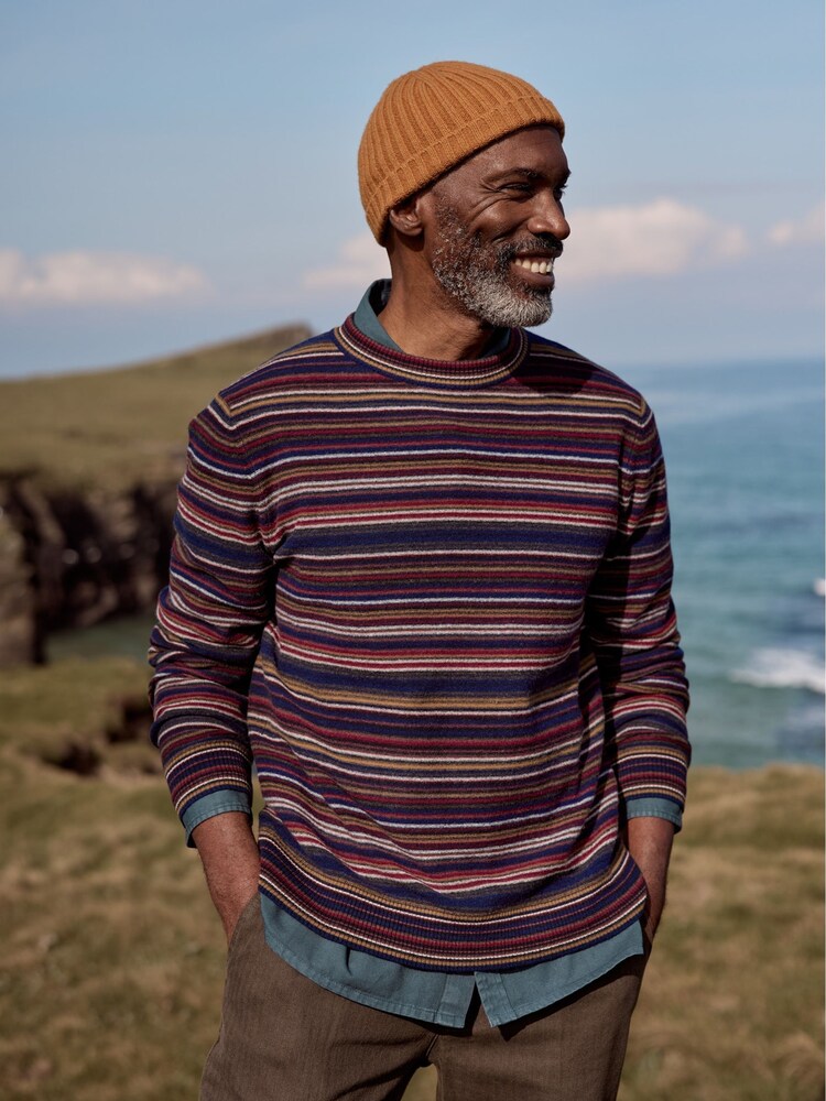 Seasalt Cornwall Red Mens Lambswool Blend Notebook Jumper - Image 1 of 8