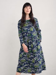 Seasalt Cornwall Blue 100% Organic Cotton Linden Dress - Image 3 of 5