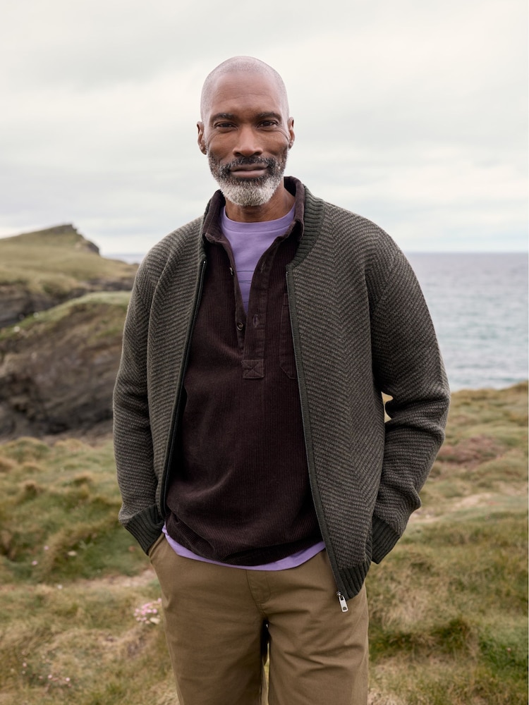 Seasalt Cornwall Brown Mens Thresher Knitted Cardigan - Image 1 of 9 Seasalt Cornwall Brown Mens Thresher Knitted Cardigan - Image 1 of 9