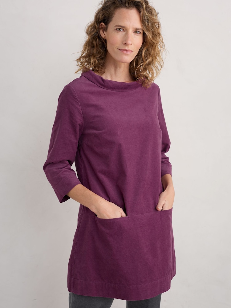Seasalt Cornwall Purple Sail By The Stars Needlecord Tunic - Image 1 of 5 Seasalt Cornwall Purple Sail By The Stars Needlecord Tunic - Image 1 of 5