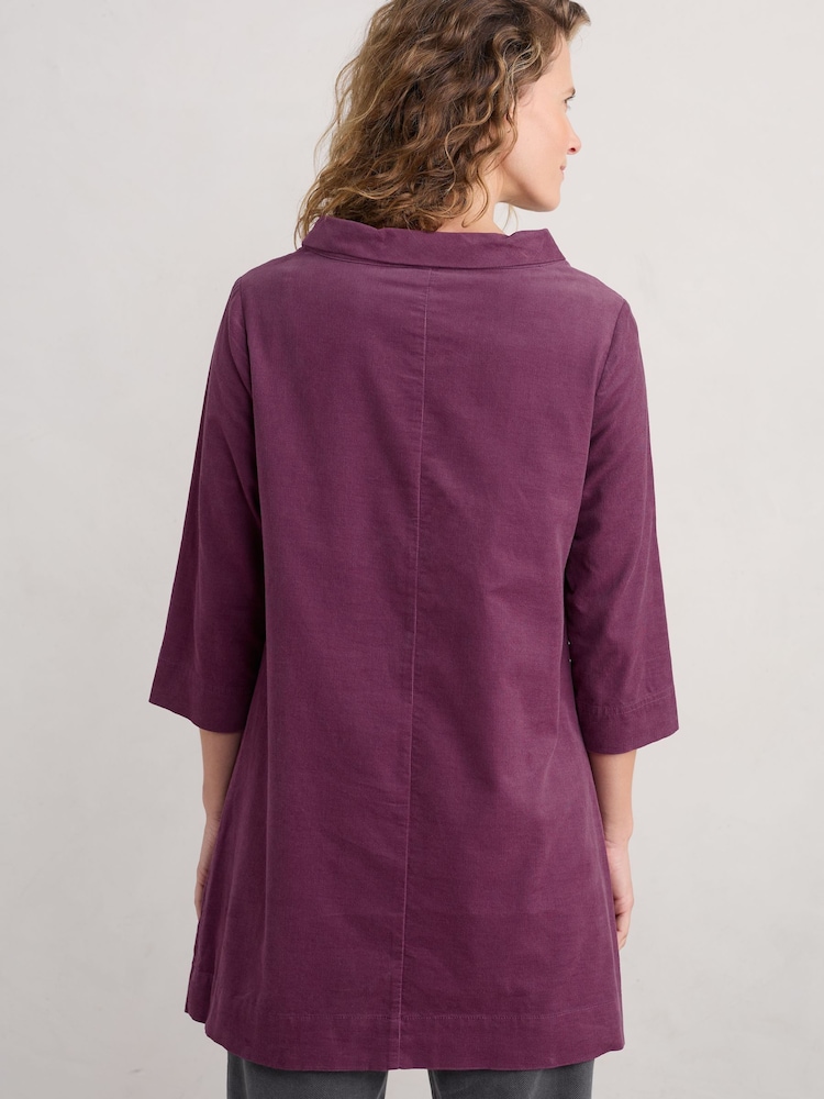 Seasalt Cornwall Purple Sail By The Stars Needlecord Tunic - Image 2 of 5 Seasalt Cornwall Purple Sail By The Stars Needlecord Tunic - Image 2 of 5