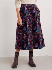 Seasalt Cornwall Blue 100% Organic Cotton Canvas Work Cord Skirt - Image 1 of 7