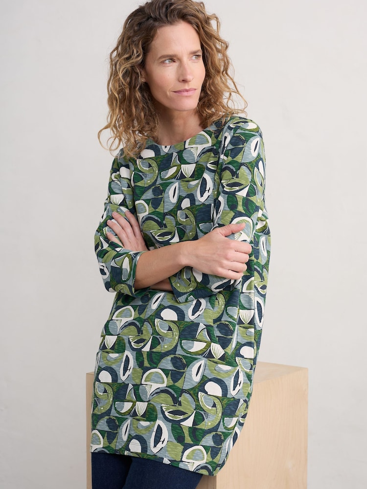 Seasalt Cornwall Green Shore Foraging Printed Tunic - Image 1 of 5 Seasalt Cornwall Green Shore Foraging Printed Tunic - Image 1 of 5