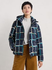 Seasalt Cornwall Blue Field Path Padded Waterproof Jacket - Image 1 of 5