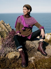 Seasalt Cornwall Brown Spruce Frost Fairisle Pattern Jumper - Image 2 of 12