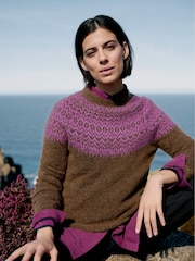 Seasalt Cornwall Brown Spruce Frost Fairisle Pattern Jumper - Image 6 of 12