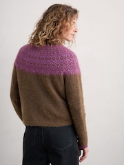Seasalt Cornwall Brown Spruce Frost Fairisle Pattern Jumper - Image 9 of 12
