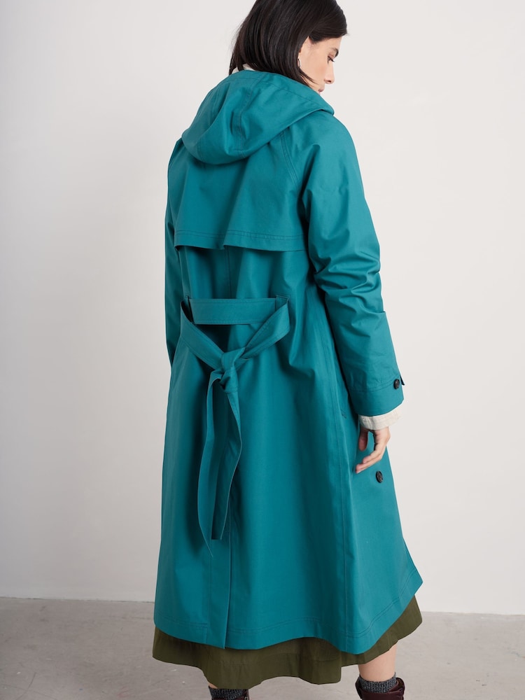 Seasalt Cornwall Blue Tall Penweathers Waterproof Trench 100% Organic Cotton Coat - Image 2 of 5 Seasalt Cornwall Blue Tall Penweathers Waterproof Trench 100% Organic Cotton Coat - Image 2 of 5