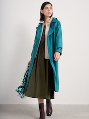 Seasalt Cornwall Blue Tall Penweathers Waterproof Trench 100% Organic Cotton Coat - Image 3 of 5