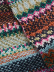 Seasalt Cornwall Black Multi Bright Line Fairisle Pattern Scarf - Image 4 of 4