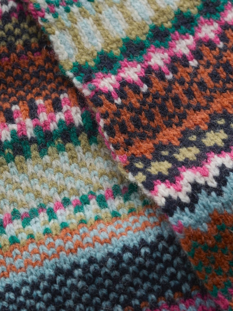 Seasalt Cornwall Black Multi Bright Line Fairisle Pattern Scarf - Image 4 of 4 Seasalt Cornwall Black Multi Bright Line Fairisle Pattern Scarf - Image 4 of 4