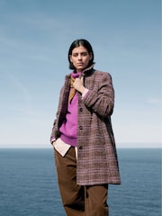Seasalt Cornwall Brown Wood Cabin Wool Blend Twill Coat - Image 1 of 6