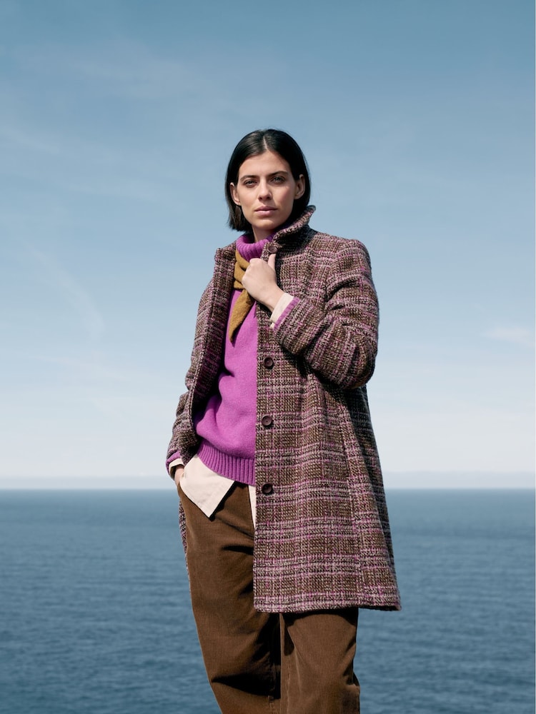 Seasalt Cornwall Brown Wood Cabin Wool Blend Twill Coat - Image 1 of 6
