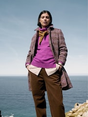 Seasalt Cornwall Brown Wood Cabin Wool Blend Twill Coat - Image 2 of 6