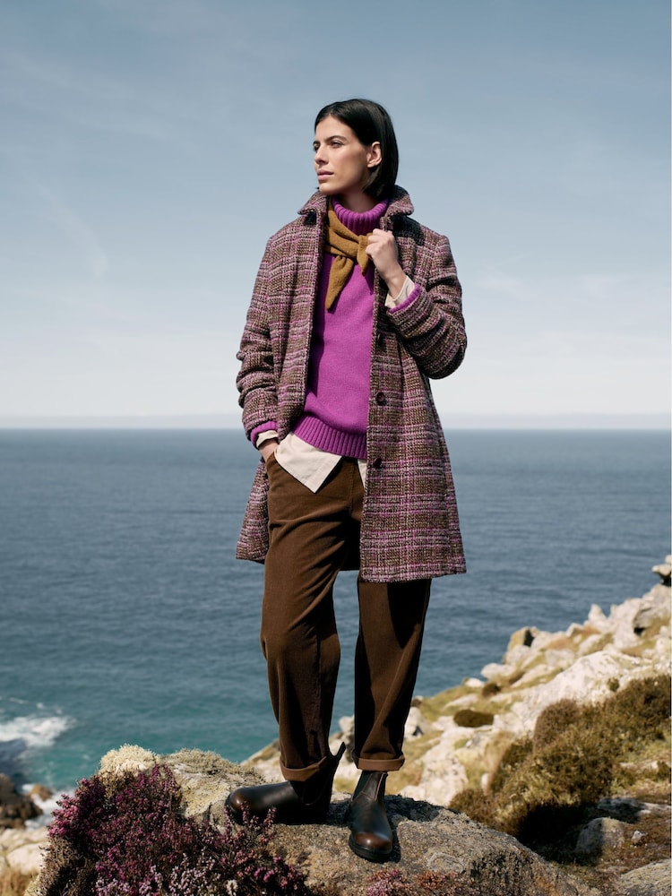 Seasalt Cornwall Brown Wood Cabin Wool Blend Twill Coat - Image 3 of 6