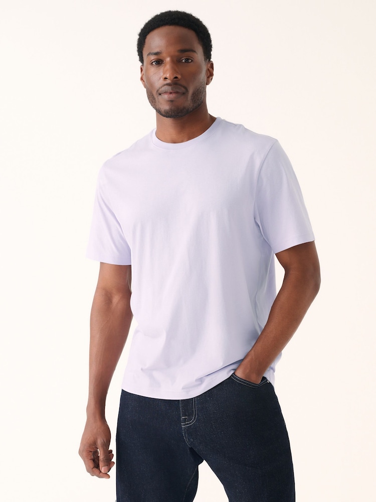 Purple Light Regular Fit Essential Crew Neck Cotton T-Shirt - Image 1 of 7