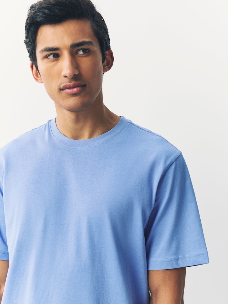 Blue Light Regular Fit Essential Crew Neck Cotton T-Shirt - Image 4 of 7