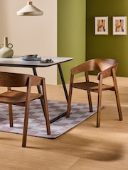 MADE.COM Set of 2 Dark Stained Wood Aster Dining Chairs - Image 1 of 6