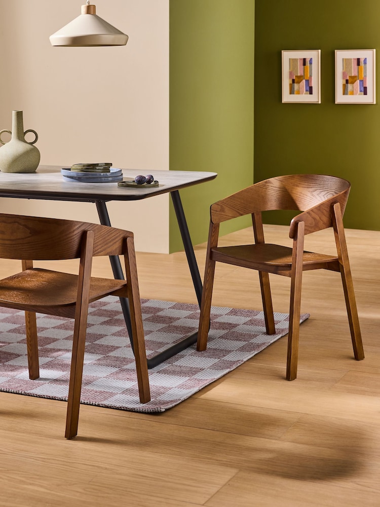 MADE.COM Set of 2 Dark Stained Wood Aster Dining Chairs - Image 1 of 6