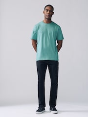 Turquoise Blue Regular Fit Essential Crew Neck Cotton T-Shirt - Image 2 of 7