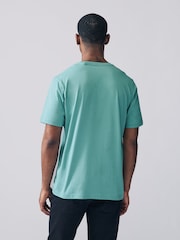 Turquoise Blue Regular Fit Essential Crew Neck Cotton T-Shirt - Image 3 of 7