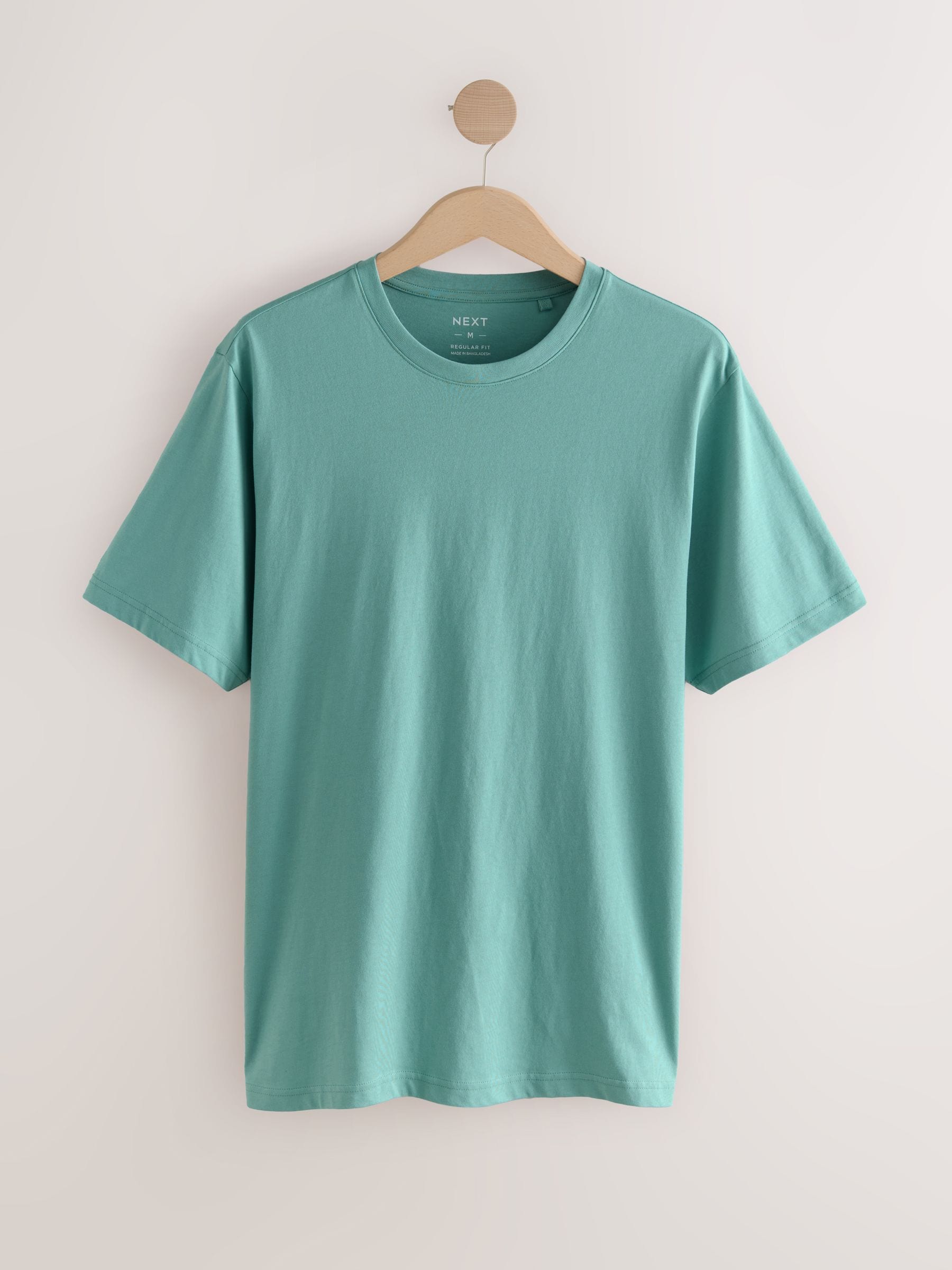 Buy Turquoise Blue Regular Fit Essential Crew Neck Cotton T-Shirt