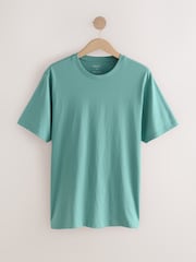 Turquoise Blue Regular Fit Essential Crew Neck Cotton T-Shirt - Image 5 of 7