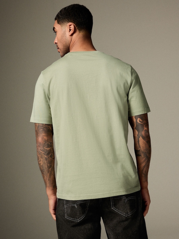 VERT SAUGE - Ajustement régulier - T-shirt Essential Col rond en coton - Image 2 de 8