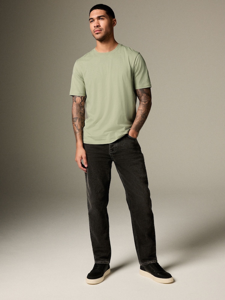 Saliegroen - Normale Pasvorm - Essentieel katoenen T-shirt met ronde hals - Image 3 of 8