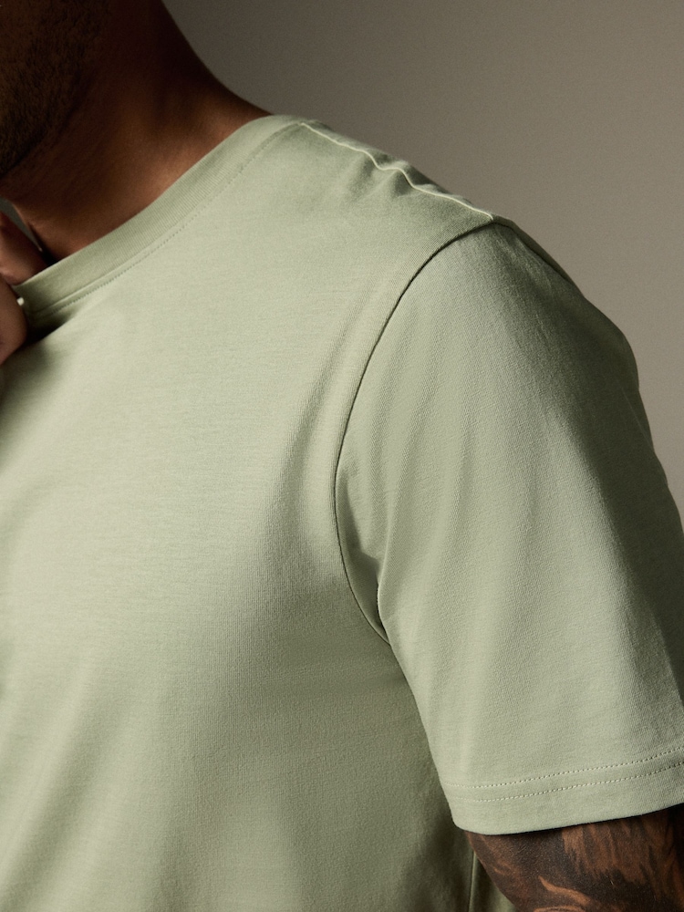 Saliegroen - Normale Pasvorm - Essentieel katoenen T-shirt met ronde hals - Image 5 of 8