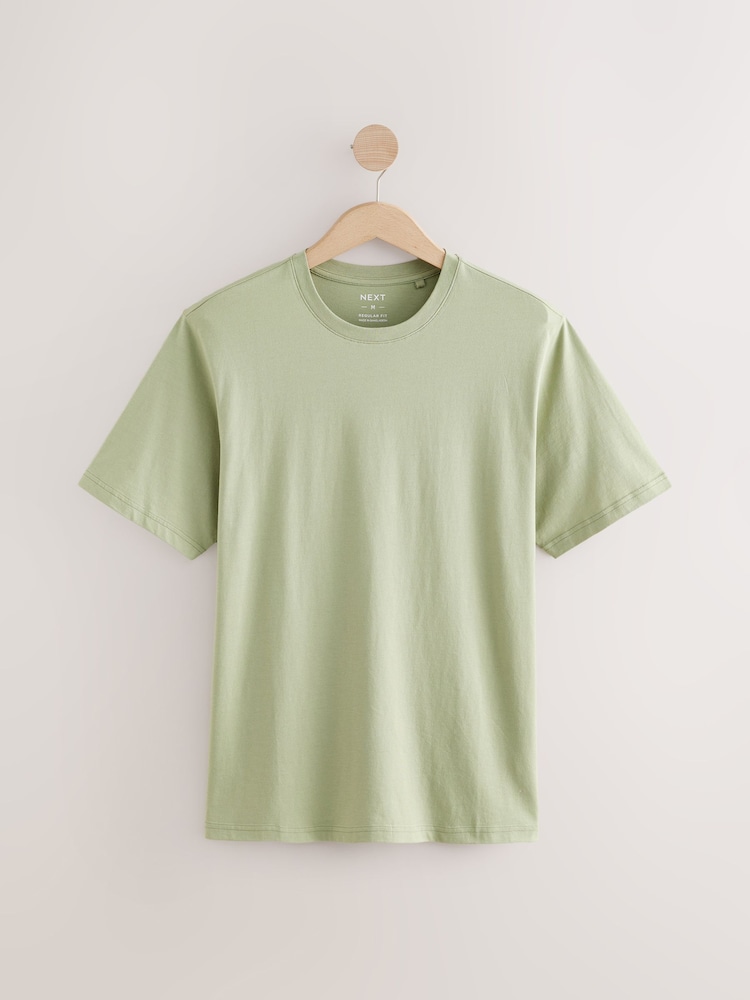 Saliegroen - Normale Pasvorm - Essentieel katoenen T-shirt met ronde hals - Image 6 of 8