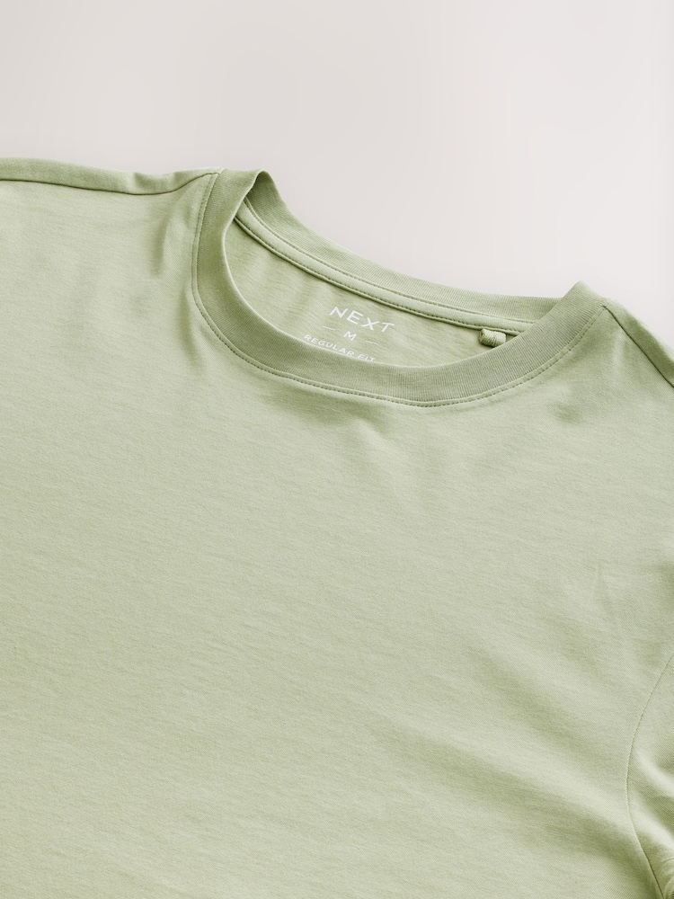 Saliegroen - Normale Pasvorm - Essentieel katoenen T-shirt met ronde hals - Image 7 of 8