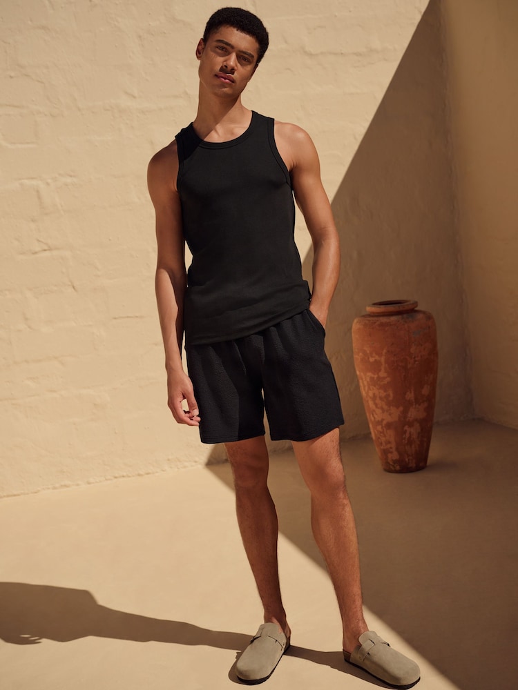 Black Slim Fit Ribbed Vest - Image 2 of 7