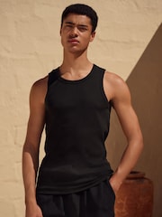Black Slim Fit Ribbed Vest - Image 3 of 7