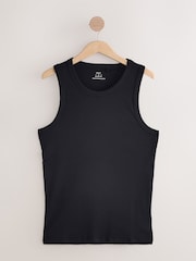 Black Slim Fit Ribbed Vest - Image 5 of 7