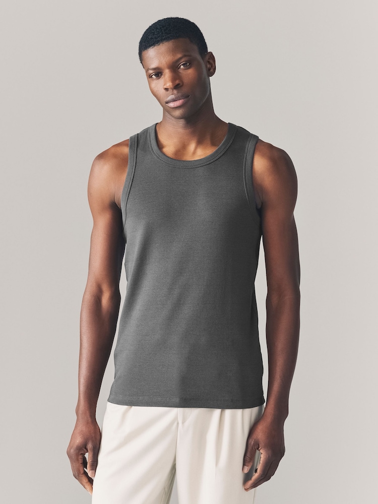 Gris - Corte slim - Camiseta sin mangas de canalé - Imagen 2 de 7 Gris - Corte slim - Camiseta sin mangas de canalé - Imagen 2 de 7