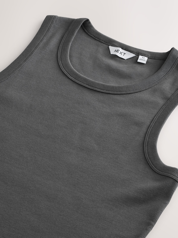 Grey Slim Fit Ribbed Vest - Image 7 of 7