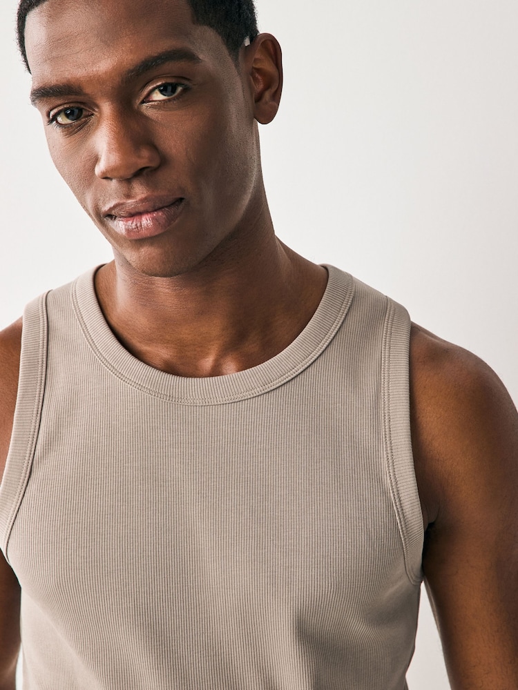 Neutral Slim Fit Ribbed Vest - Image 3 of 7
