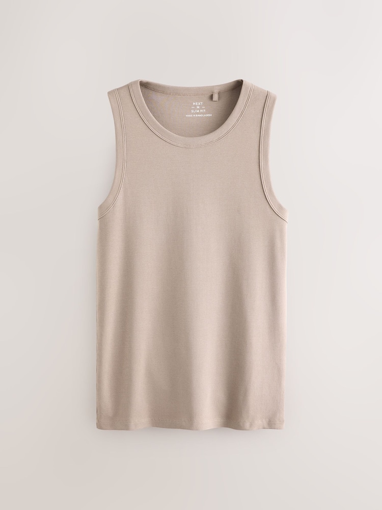 Neutral Slim Fit Ribbed Vest - Image 5 of 7