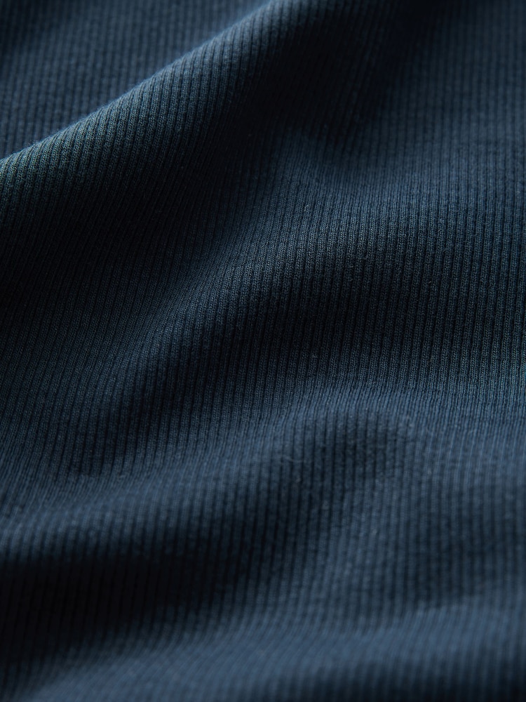 Navy Blue Slim Fit Ribbed Vest - Image 5 of 6