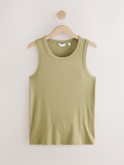 Khaki Green Slim Fit Ribbed Vest - Image 1 of 3