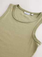 Khaki Green Slim Fit Ribbed Vest - Image 3 of 3