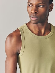 Khaki Green Slim Fit Ribbed Vest - Image 5 of 8